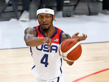 Bradley Beal durante el primer amistoso de Estados Unidos de preparación para los Juegos, ante Nigeria.