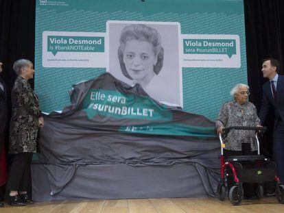 Las autoridades monetarias de Canad&aacute; presentan la imagen de Viola Desmond en presencia de su hermana Wanda. 