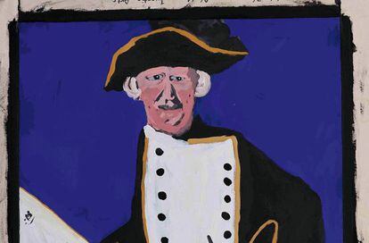 Retrato del capitán Cook, el marino británico que llegó a las costas de Australia en 1770 por el joven artista aborigen Vincent Namatjira (Alice Springs, 1983).