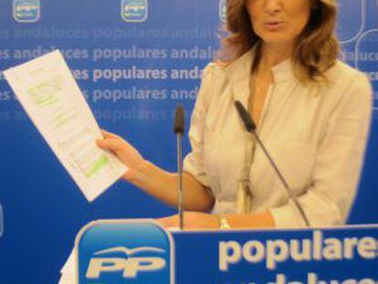 Alicia Martínez, este martes en la sede del PP.