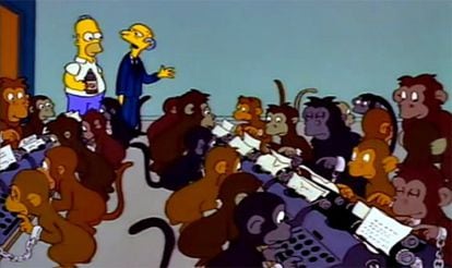 Els micos del senyor Burns escrivint a màquina.