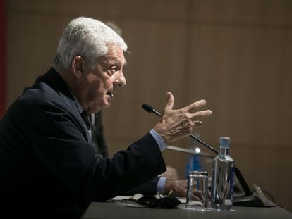 Jordi Clos, presidente del gremio de hoteles de Barcelona, en una rueda de prensa.