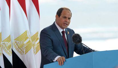 Al Sisi, presidente egipcio, en la inauguración del Canal de Suez, en agosto.