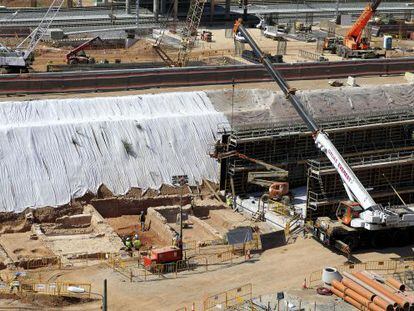 Una imagen de la villa termal romana descubierta en 2011 durante las obras de la nueva estaci&oacute;n de La Sagrera.