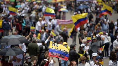 Protestas contra las reformas del gobierno de Gustavo Petro. Este lune en Bogotá-