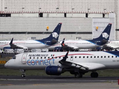 Aviones de Aeroméxico en el aeropuerto de Ciudad de México.