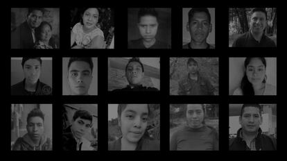 Rostros de los migrantes asesinados en Tamaulipas.