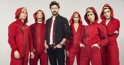 Los personajes protagonistas de La Casa de Papel, serie producida por Vancouver Media y que se emite en Netflix.