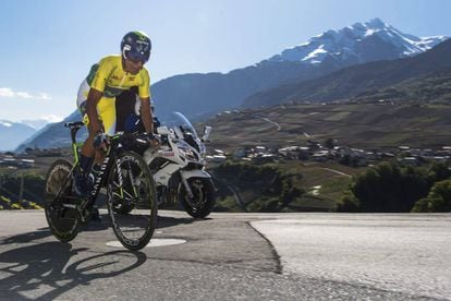 Nairo Quintana, durante la contrarreloj de Sion.