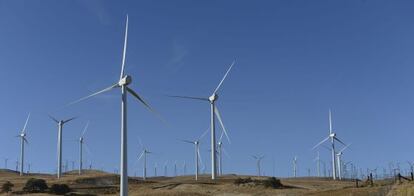 Turbinas de viento para la producci&oacute;n de energ&iacute;a e&oacute;lica.