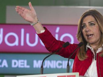 La presidenta de la Junta de Andaluc&iacute;a, Susana D&iacute;az, en un acto con candidatos y candidatas socialistas a las elecciones municipales.