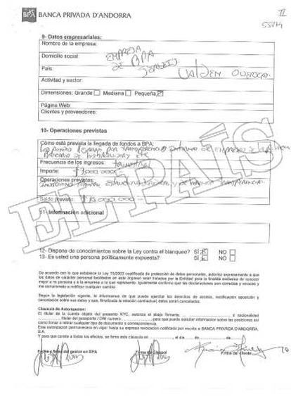 Documentación de las cuentas de la embajadora de Venezuela en el Reino Unido, Rocío del Valle Maneiro, en la Banca Privada d'Andorra (BPA).