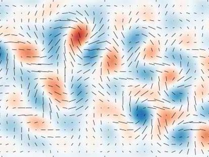 Las ondas gravitacionales generan un leve pero claro patrón de giro en la polarización de la radiación de fondo que ha captado el telescopio BICEP2.