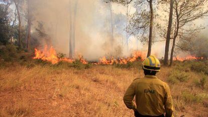 Los bomberos apagan un incendio reciente en Vilopriu.