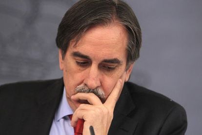 El ministro de Trabajo, Valeriano Gómez, durante la comparecencia posterior al Consejo de Ministros.