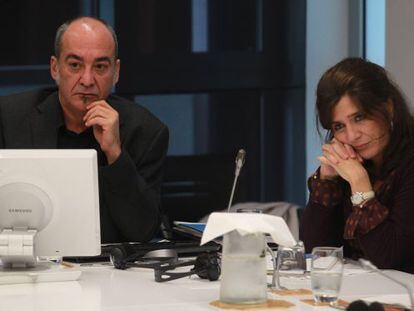 Garitano y Franco, en la reunión de la Comisión de Hacienda foral.