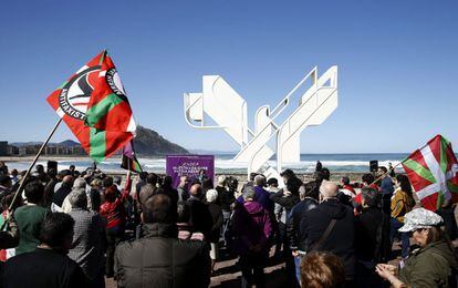 Acto organizado por Podemos Euskadi en San Sebastián para celebrar el Aberri Eguna.