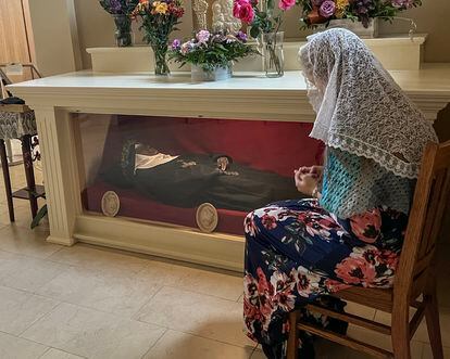 El cuerpo aparentemente incorrupto de la monja Wilhelmina de Lancaster, en la abadía benedictina de Santa María, Reina de los Apóstoles, en Gower (Misuri), el pasado cinco de noviembre. 
