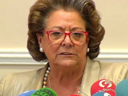 Rita Barberá, en la rueda de prensa tras la junta de gobierno local.