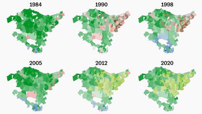 Mapa | Así han votado los vascos desde 1980, municipio a municipio