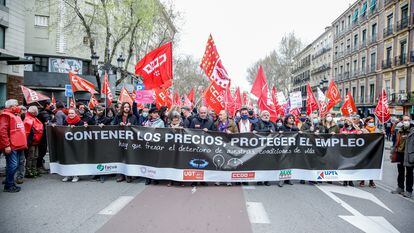 Manifestación contra los altos precios de la energía eléctrica, en Madrid, el pasado 23 de febrero.