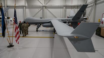 Un dron estadounidense MQ-9 Reaper, en julio de 2020 en la base de Amari (Estonia).