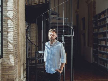 Paolo Giordano, retratado en julio en la Casa de la Literatura, en Roma.
