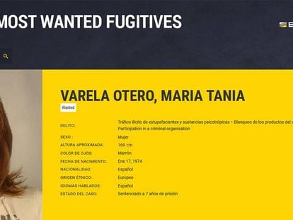 Ficha policial de Tania Varela