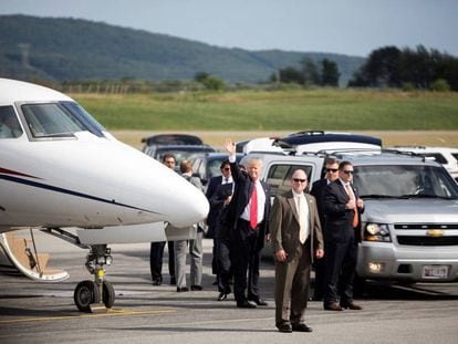Donald Trump llega a Altoona (Pensilvania) el 12 de agosto. 