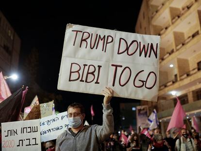 Manifestación contra el primer ministro israelí, el sábado en Jerusalén.