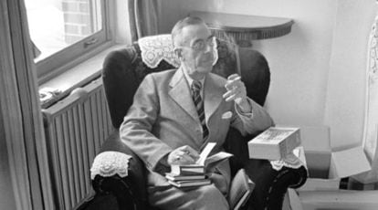 Retrato de Thomas Mann (1875-1955) en Tulsa, Oklahoma en 1939.