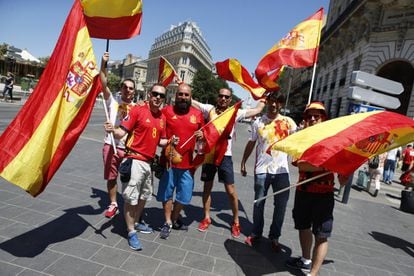 Ambiente de seguidores españoles en la ciudad de Burdeos, el 21 de junio de 2016.