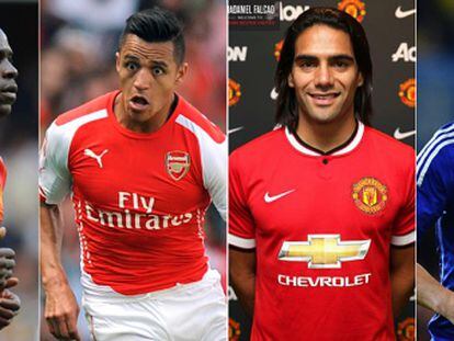 Balottelli (Liverpool), Alexis (Arsenal), Falcao (United) y Cesc (Chelsea.)