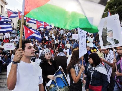 Una manifestación en apoyo al pueblo palestino, en La Habana (Cuba), en una imagen de archivo.