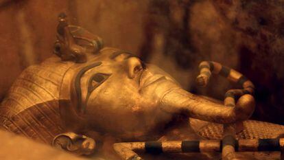 El sarcófago dorado de Tutankamón.