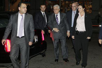 Abbas, a su llegada al hotel en Nueva York