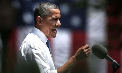 El presidente de EE UU, Barack Obama, durante la presentaci&oacute;n de su plan energ&eacute;tico en la universidad de Georgetown.