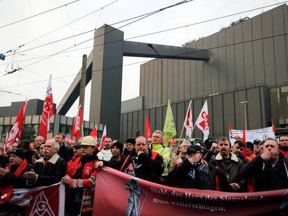 Protesta de trabajadores en Alemania.