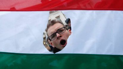 Protestas en Budapest contra el Gobierno de Orbán, el pasado mes de febrero.