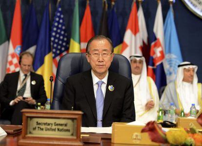 Ban Ki-moon, este martes en Kuwait.