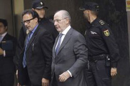 El expresidente de Bankia Rodrigo Rato, a su salida de la Audiencia Nacional el pasado 16 de octubre