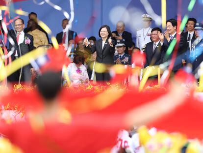 La presidenta de Taiwán, Tsai Ing-wen, durante la celebración del Día Nacional este martes en Taipéi.