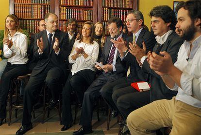 El presidente del PP, Mariano Rajoy, durante la presentación de la <i>Blogosfera Popular</i>.