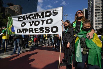Protesta a favor del voto impreso en Brasilia, en agosto del año pasado.