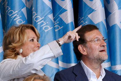 Mariano Rajoy y Esperanza Aguirre, durante el acto celebrado ayer en Leganés.