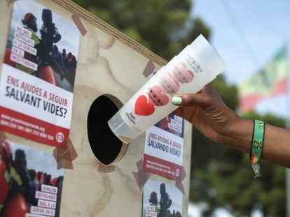 Sistema de recogida de vasos reutilizables del Rototom.