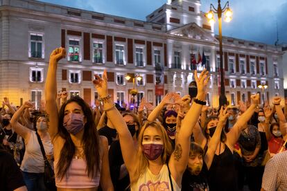 Manifestación en contra de la violencia machista en la Puerta del Sol, en Madrid, el pasado día 11. /