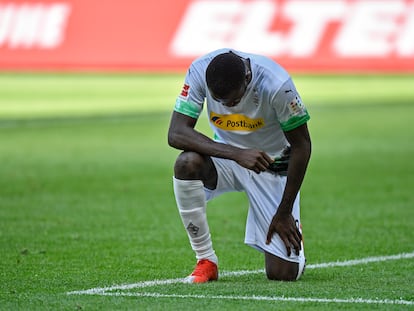 Marcus Thuram, tras marcar para el Borussia Moenchengladbach al Union Berlin.