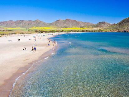 Playa de los Genoveses, en el Cabo de Gata. En el vídeo, José Ramón Sánchez, presidente de la asociación Bandera Azul.