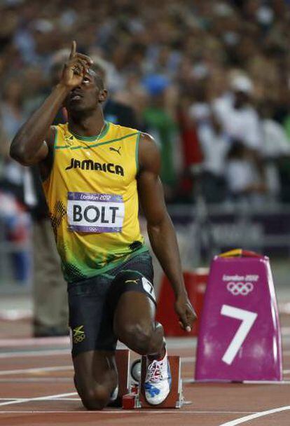Bolt, en las final del 200m en Londres 2012.